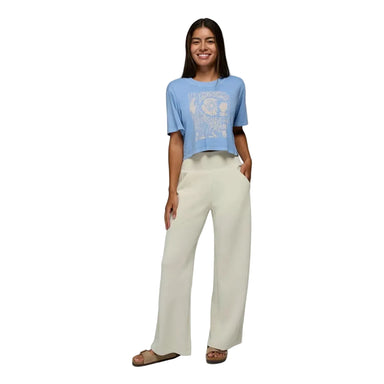 Prana Women's Shea Soft Wide Leg Pant in Almond, front view on model 