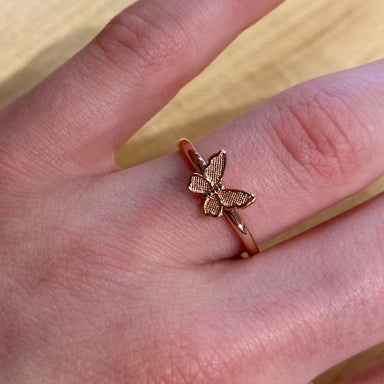 Pura Vida In Flight Ring in Rose Gold Butterly, on model 