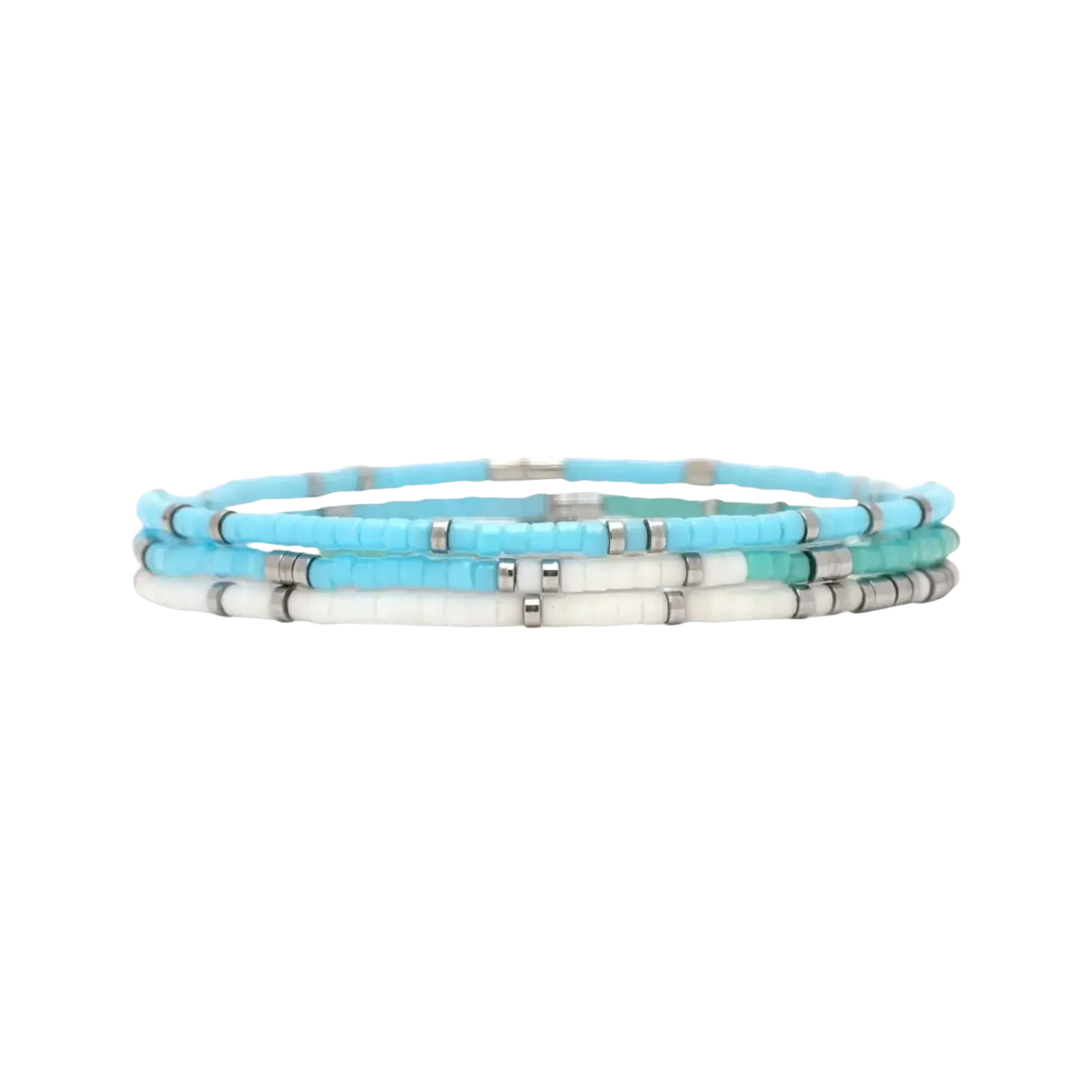 Pura Vida Stretch Bracelet Set of 3 in seafoam dream