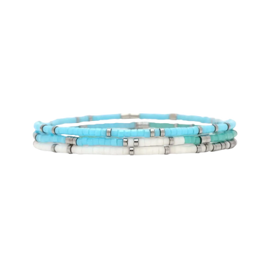 Pura Vida Stretch Bracelet Set of 3 in seafoam dream