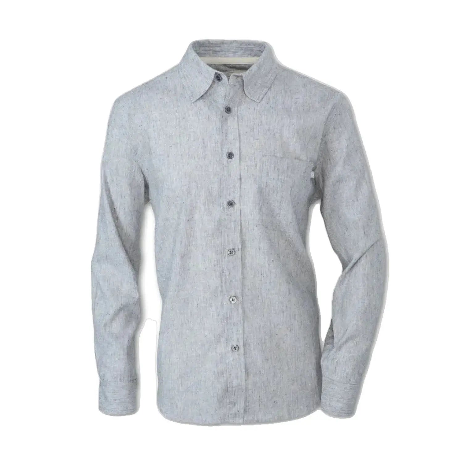 Purnell Men's Pinstripe Hemp Blend Shirt shown in Black and White color option. Front view. 