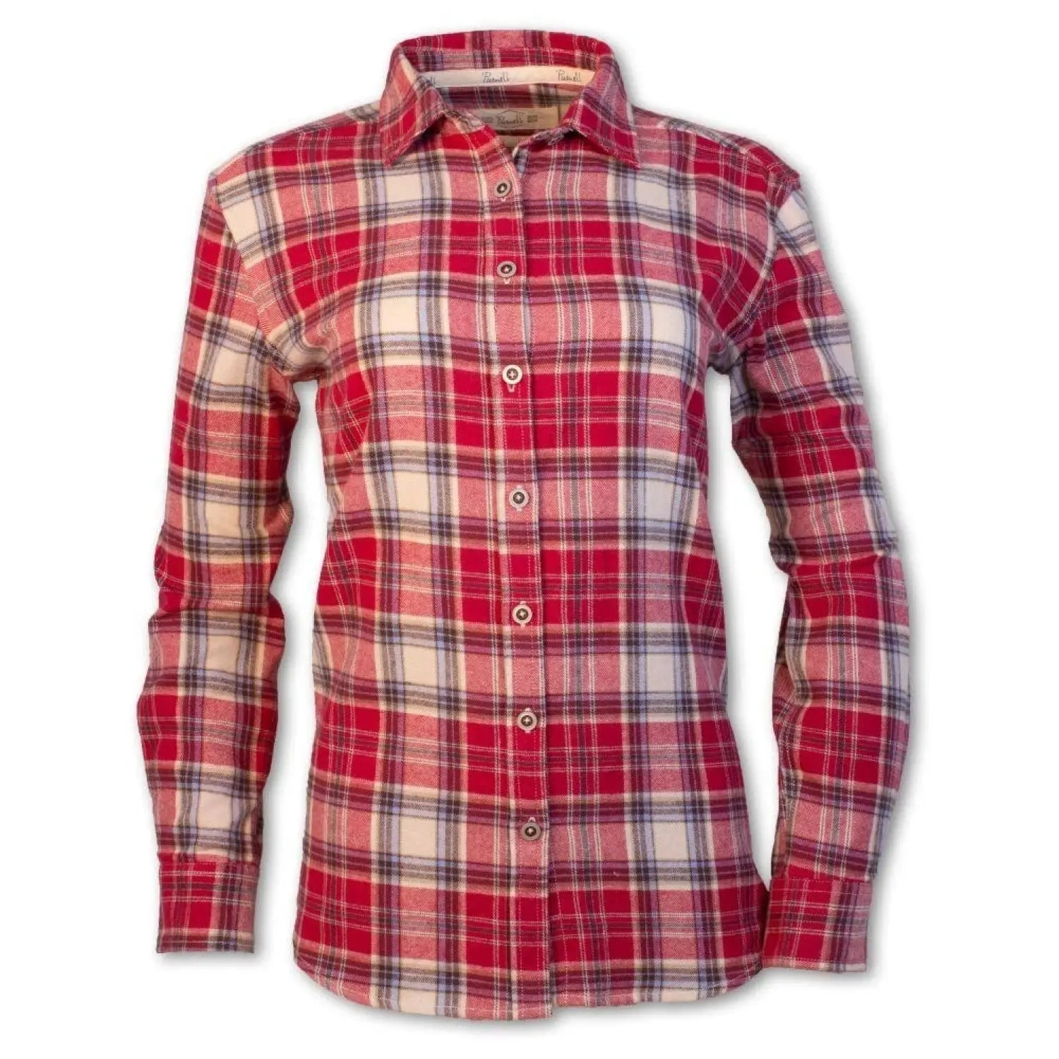 Purnell Women's Red Plaid Flannel. Front view.