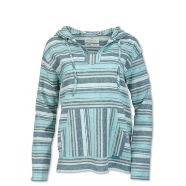 Purnell Womens Striped Flax Blend Pullover shown in the Blue color option. 