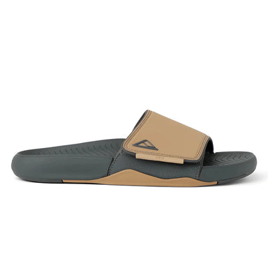 Reef Men's Phantom Slab Slides in tan & black, side view