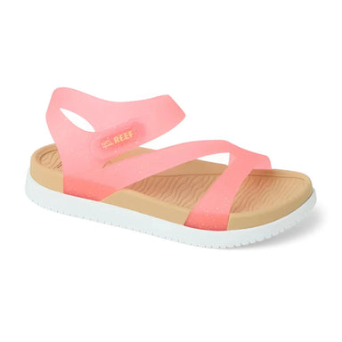 Reef Girl's Little Cali Coastin Sandal in glitter pink, front view
