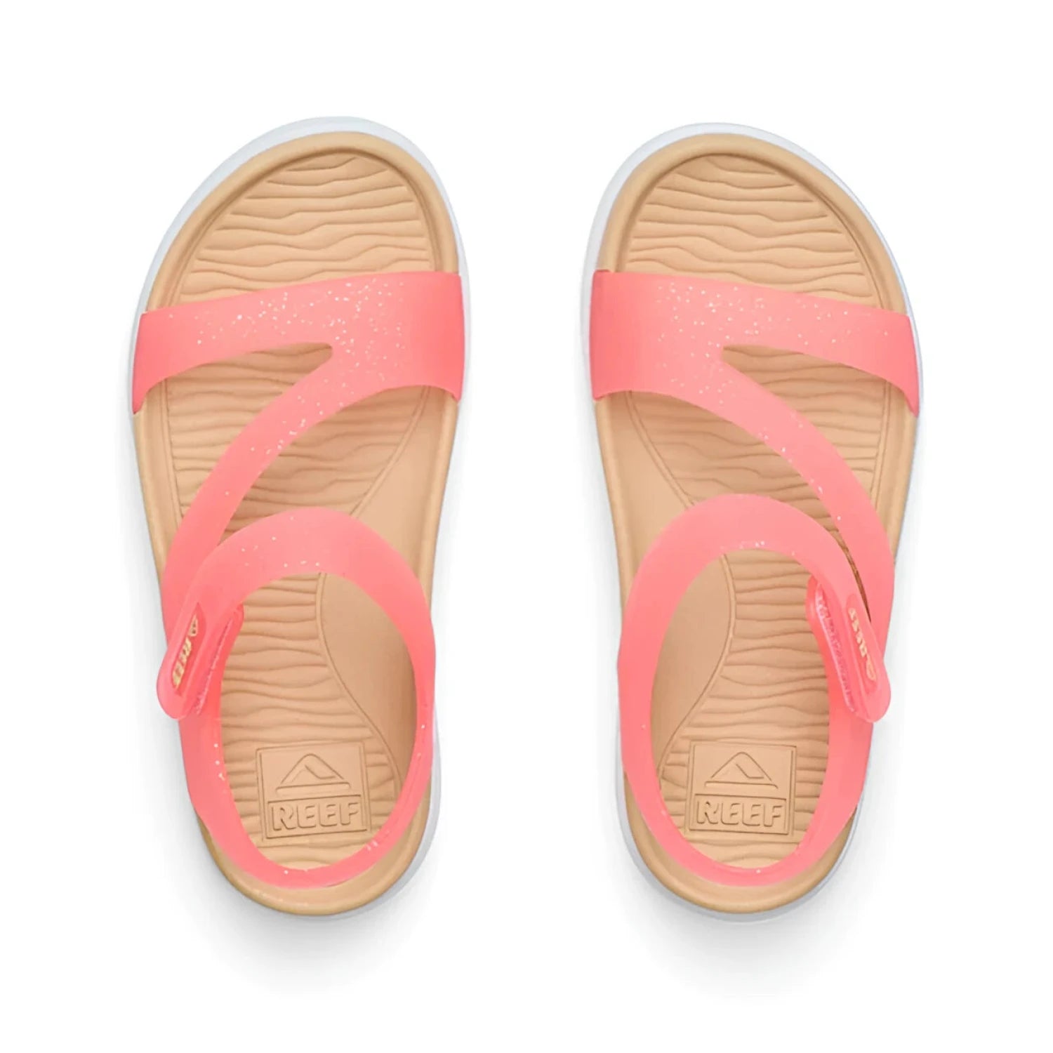 Reef Girl's Little Cali Coastin Sandal in glitter pink, top view