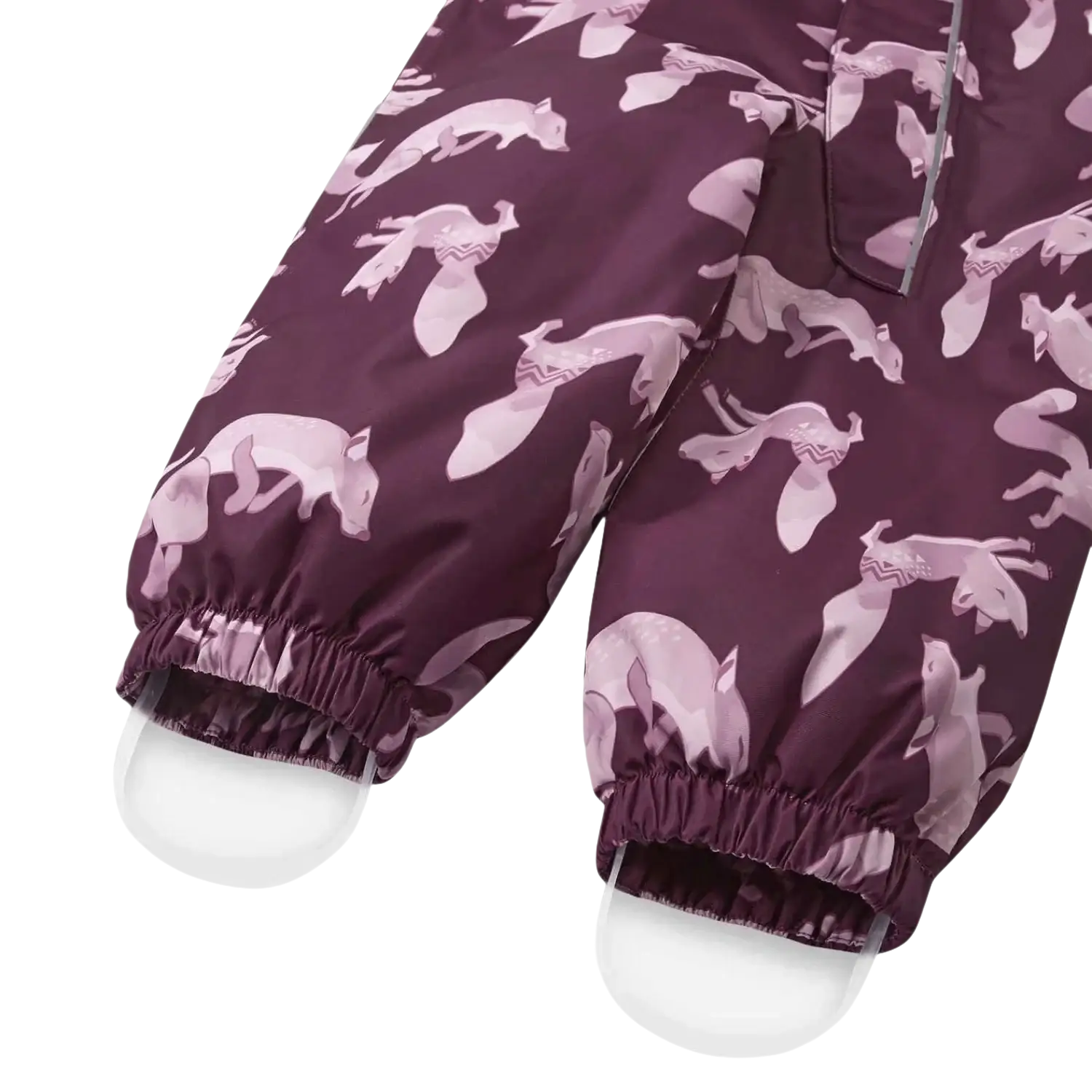 Reima Baby Lappi Waterproof Reimatec Snowsuit in deep purple, stirrup & cuff detail view