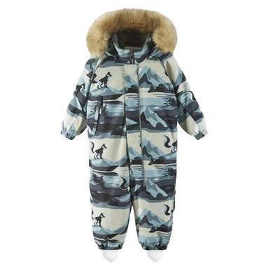Reima Baby Lappi Waterproof Reimatec Snowsuit in sandy beige, flat front view
