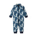 reima baby moisture wicking fleece jumpsuit in blue ocean front flat view