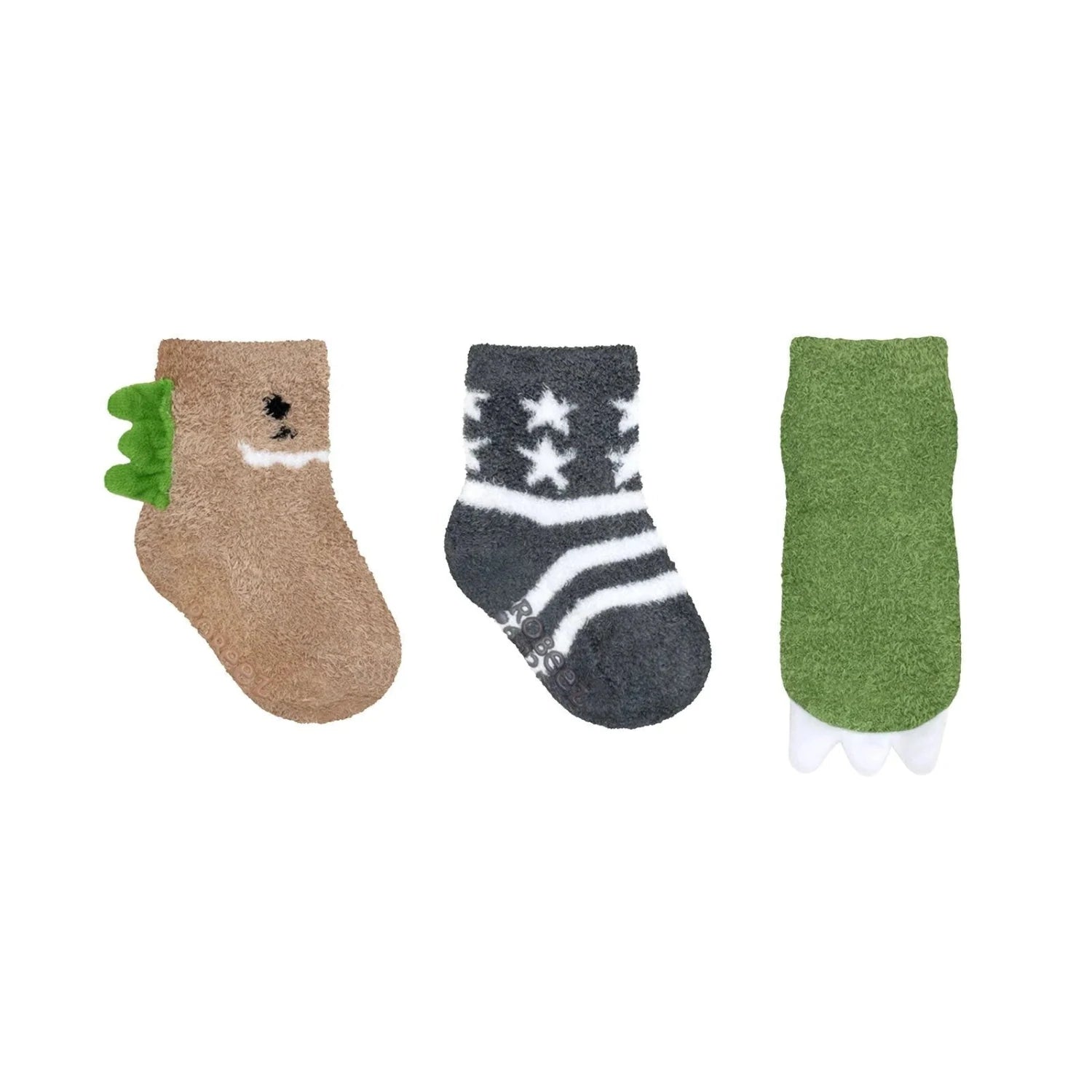 Robeez Baby Bootie Sock 3 Pack in babysaurus, front view