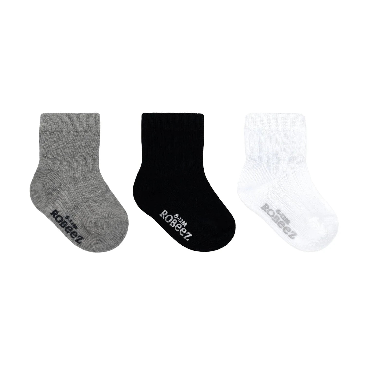 Robeez Baby Bootie Sock 3 Pack in boy basics, front view