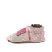 Robeez Little Peanut Soft Soles shown in Pink. Side view.