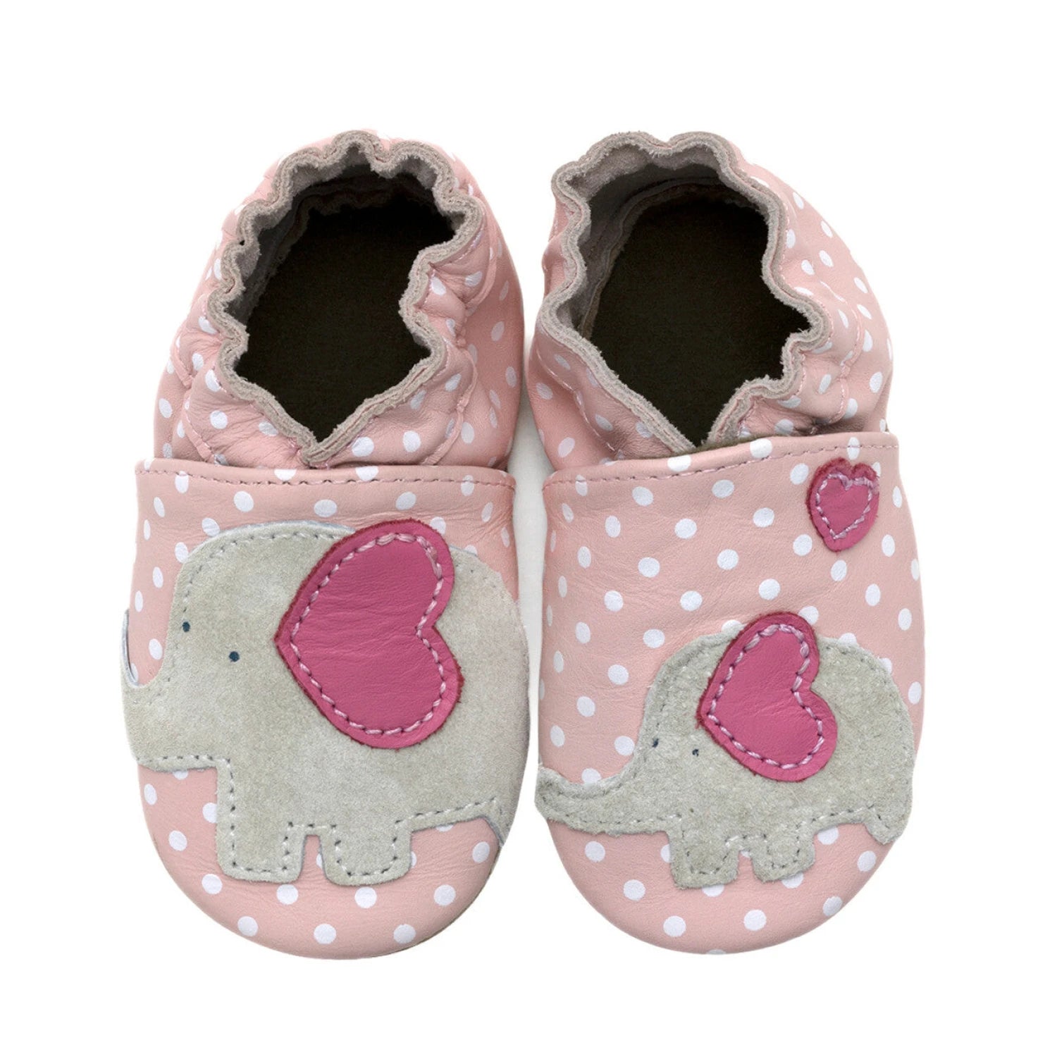 Robeez Little Peanut Soft Soles shown in Pink. Top view.