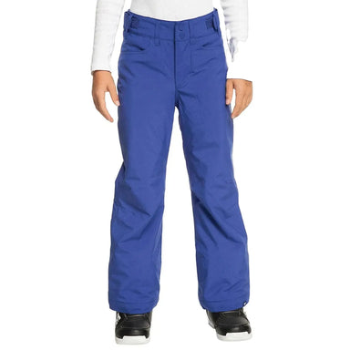 Roxy Girl's Backyard Snowpants shown in the Bluing color option.  Front view.