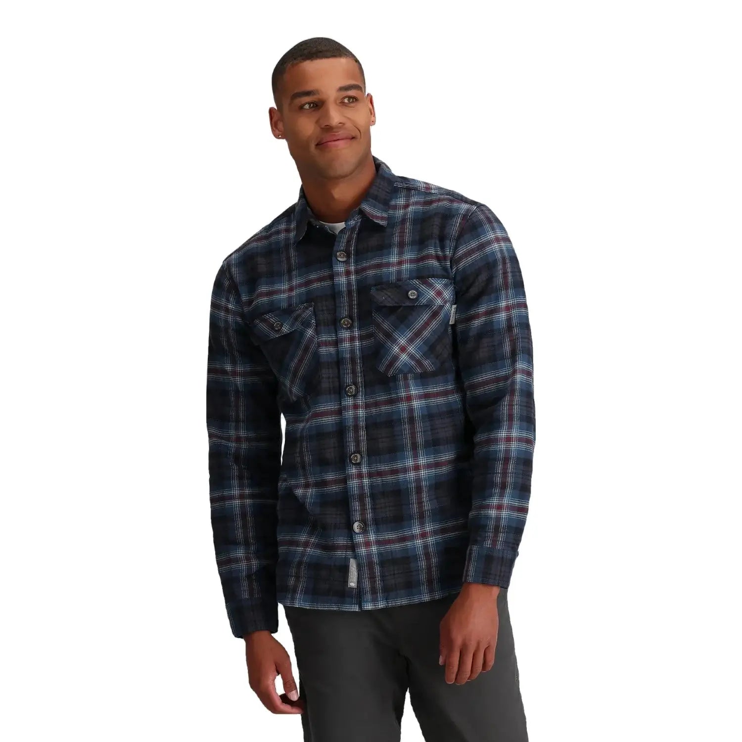 Royal Robbins Men's Snowcap Lined Flannel Long Sleeve Orion Rush Creek Model Front View