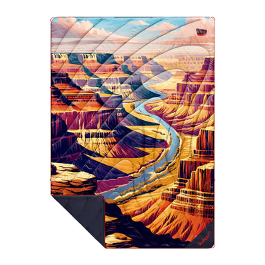 Rumpl Original Puffy Blanket in grand canyon national park, flat front view