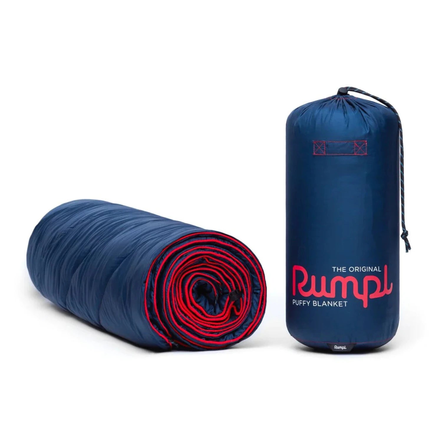 Rumpl Original Puffy Blanket in deepwater packed up