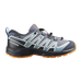 Salomon Kid's XA Pro V8 Waterproof Shoe in grisaille/dark blue/turmeric, side view