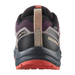 Salomon Kid's XA Pro V8 Waterproof Shoe in plum kitten/turbulence/fusion coral, back view