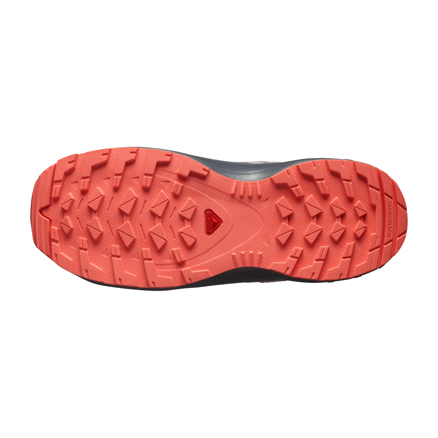 Salomon Kid's XA Pro V8 Waterproof Shoe in plum kitten/turbulence/fusion coral, sole view