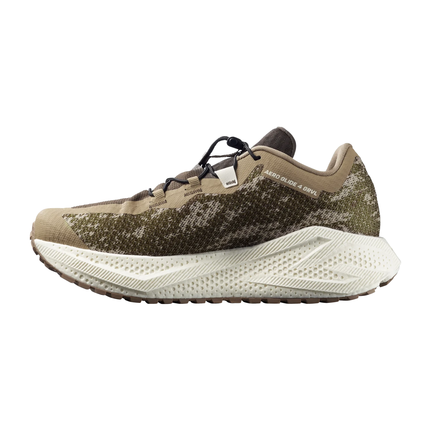 Salomon Men's Aero Glide 4 GRVL Running Shoes in safari, vanilla ice & dark earth, inside view