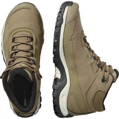 Salomon Men's SHELTER WATERPROOF Hiking Boot in stone gray & black, top view