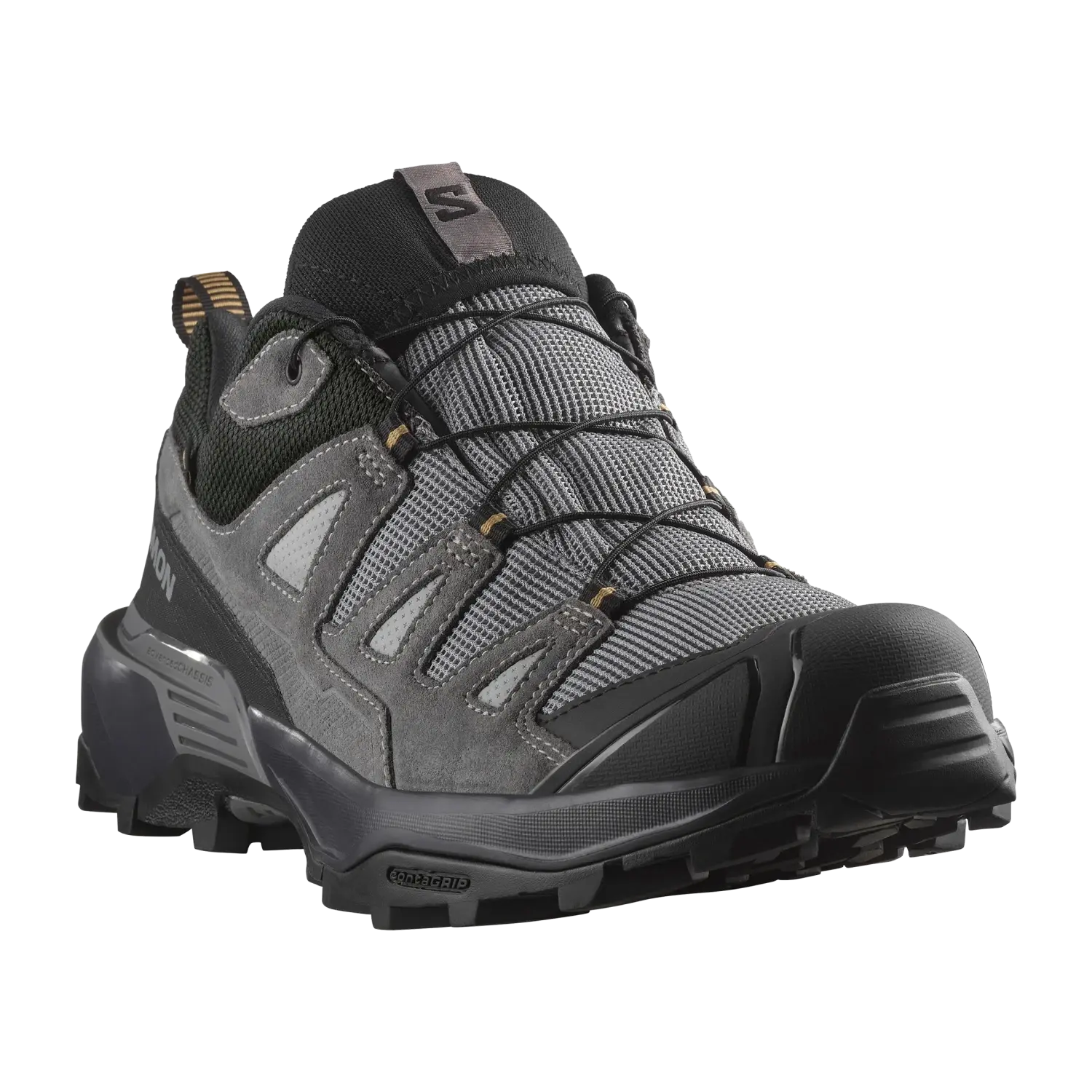 Salomon Men's X Ultra 360 Leather Gore-Tex in sharkskin & Castlerock, front view