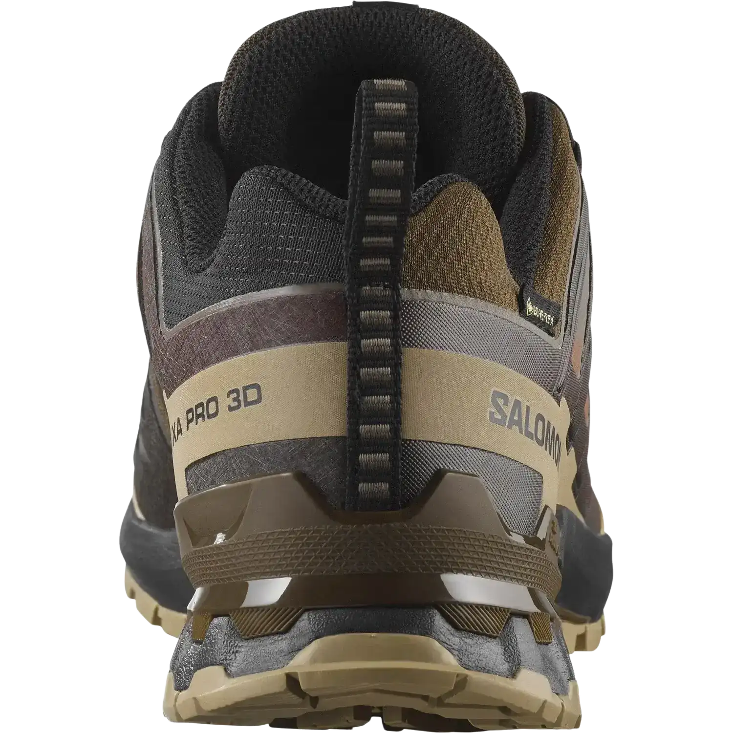 Salomon Men's XA Pro 3D V9 Gore-Tex Running Shoes in dark earth & desert tan, black view