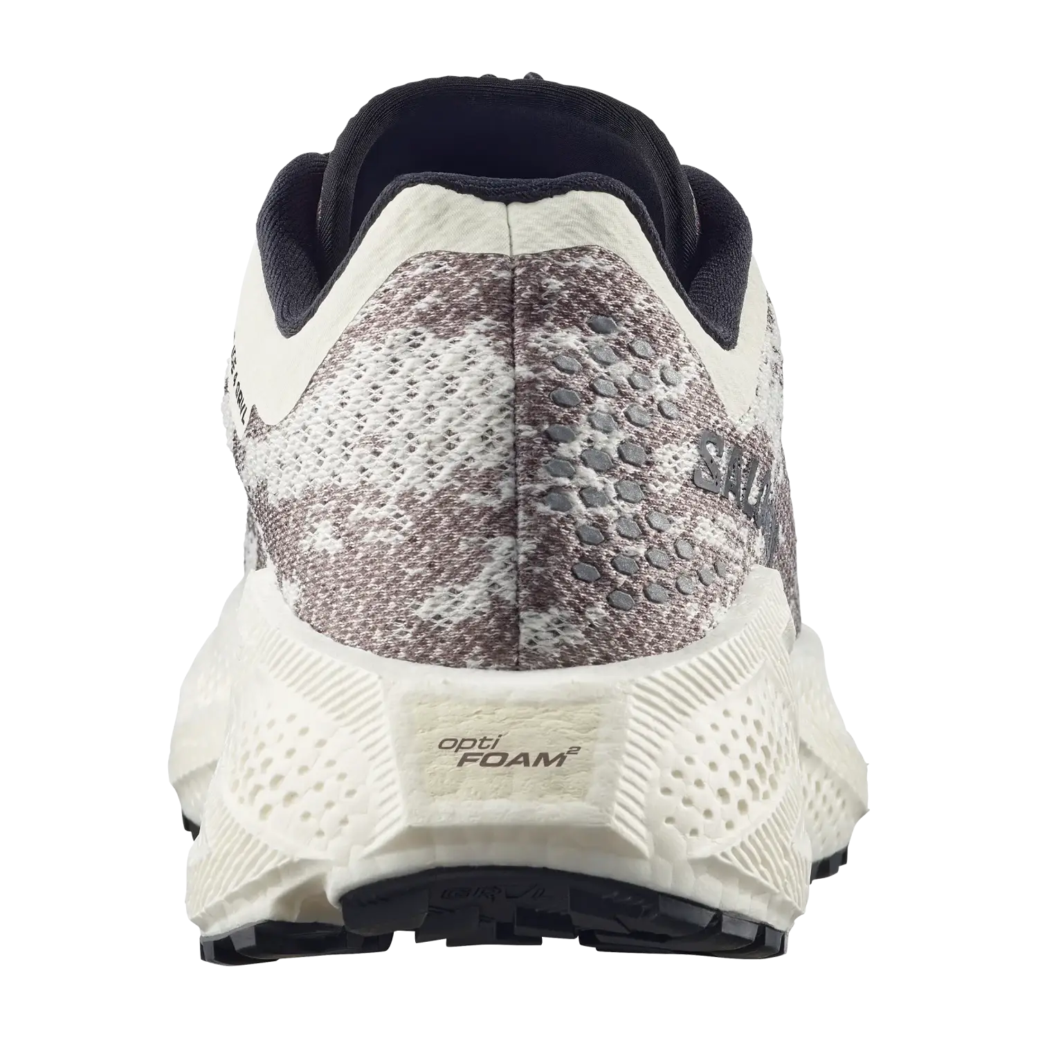 Salomon Women's Aero Glide 4 GRVL in vanilla ice, black & iron, back view