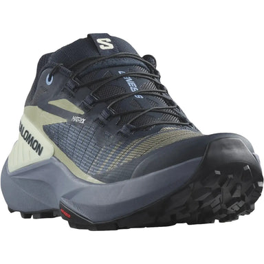 Salomon Women's GENESIS Trail Running Shoes in carbon, grisaille & aloe, front view