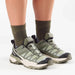 Salomon Women's X Ultra 360 Edge Gore-Tex in tea & deep lichen green, on model view