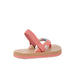 Sanuk Kids Yoga Mat Sandals shown in the Coral color option.  Back view.