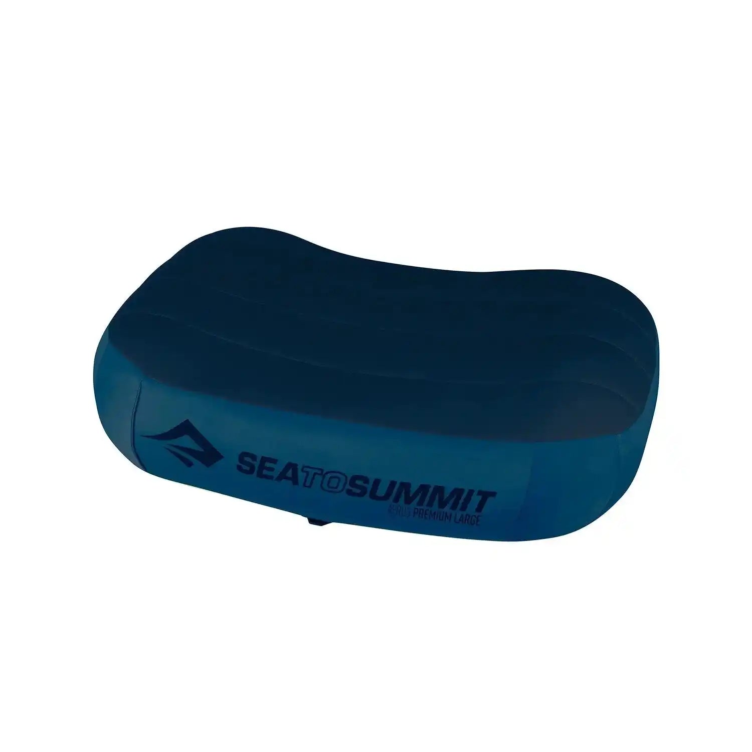 Sea to Summit Aeros Premium Pillow, Navy Blue, front and top view 