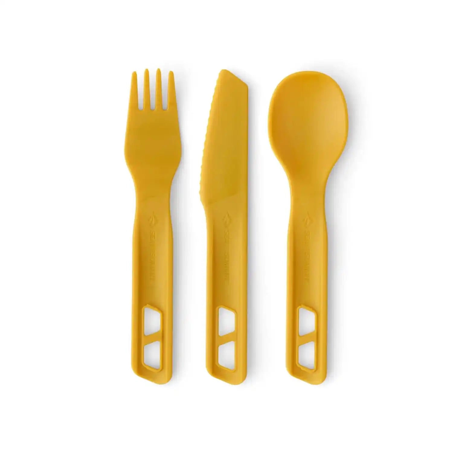 Sea to Summit Passage Cutlery Set, Arrowhead Yellow, top view of set 
