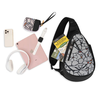 Sherpani Esprit AT | Travel Sling Bag, Sakura, view of all items in bag