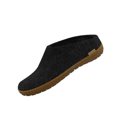 Glerups Slip-On with Natural Rubber Sole in Charcoal Honey, front and side view