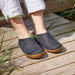 Glerups Slip-On with Natural Rubber Sole in Charcoal Honey, view of shoes on female model