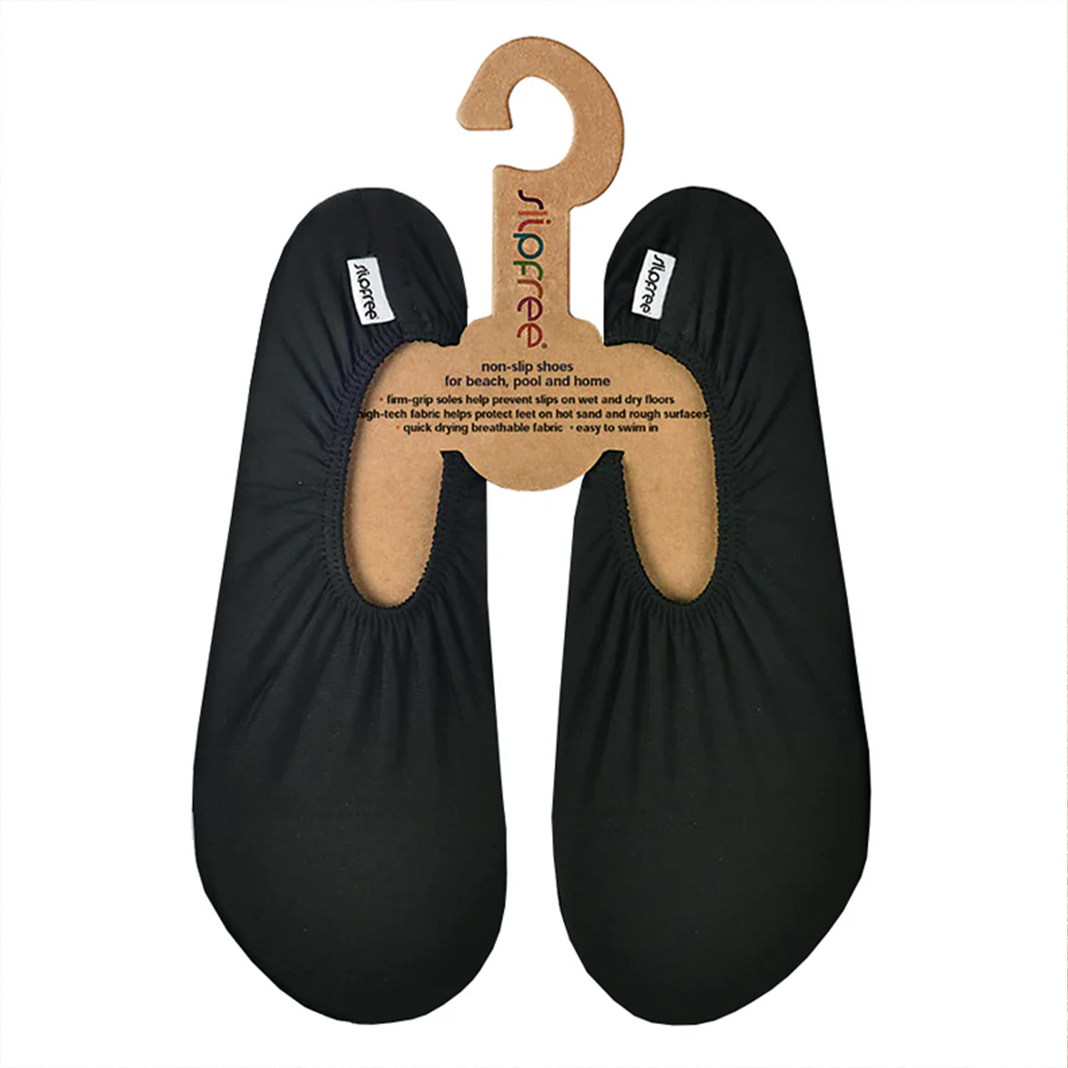 Slipfree Adult's Water Shoes in black, pair top view