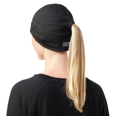 smartwool active fleece ponytail beanie in black back model view