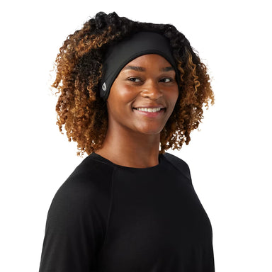 smartwool active fleece wind headband in black front model view