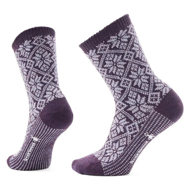 smartwool everyday cozy traditional snowflake crew socks in purple iris pair view