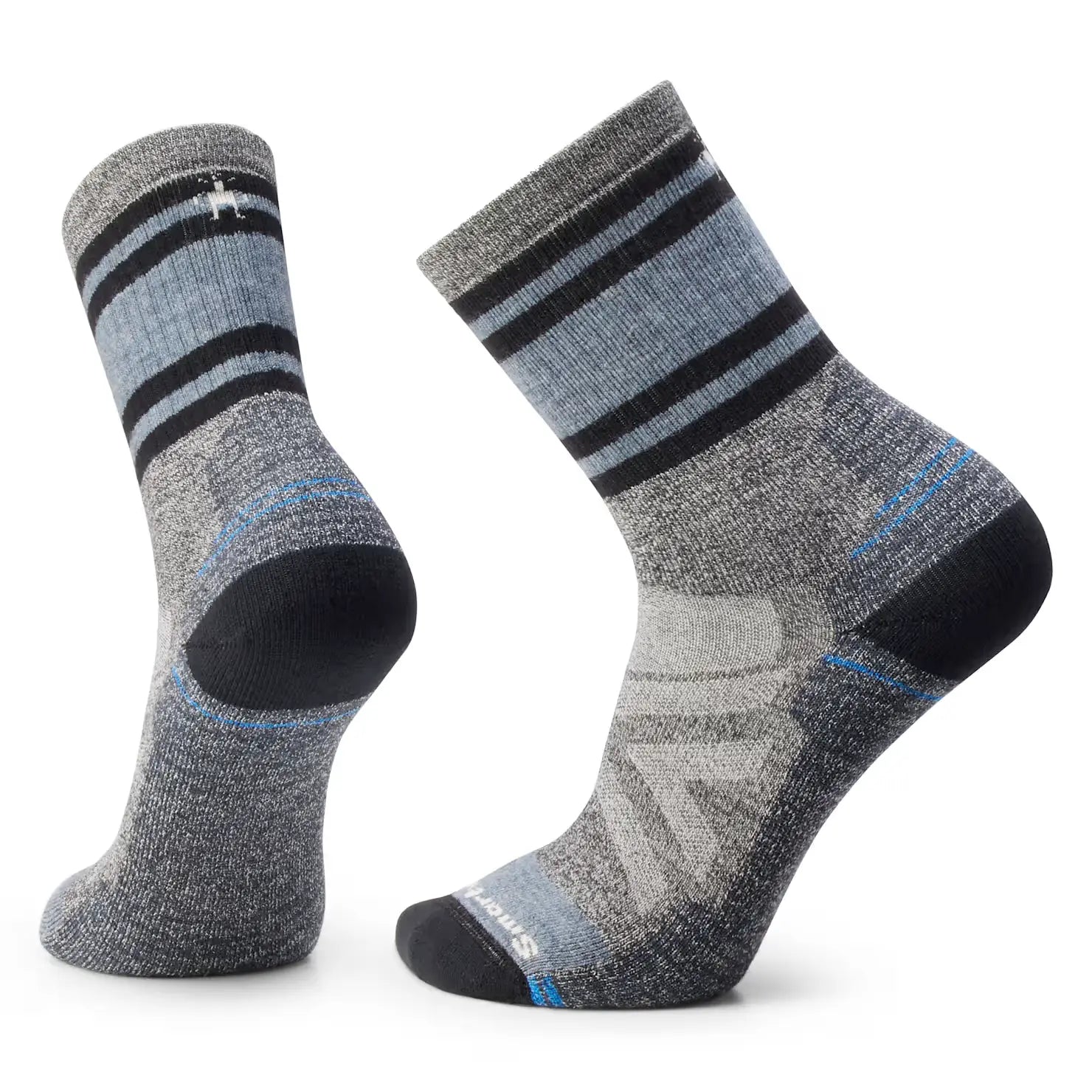 smartwool hike lolo trail crew socks in ash-charcoal pair view