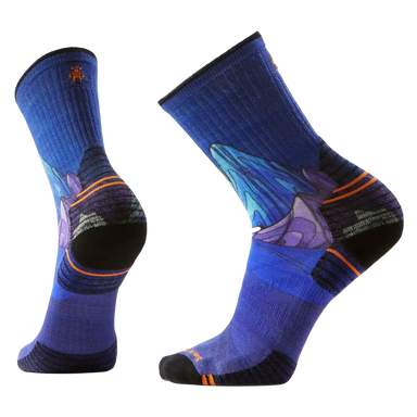 Smartwool Hike Targeted Cushion Mountain Myth Print Crew Socks in Deep navy, pair