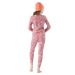 Smartwool Kid's Classic Thermal Merino Base Layer Bottom in Festive Fuchsia Floral, back view on model 