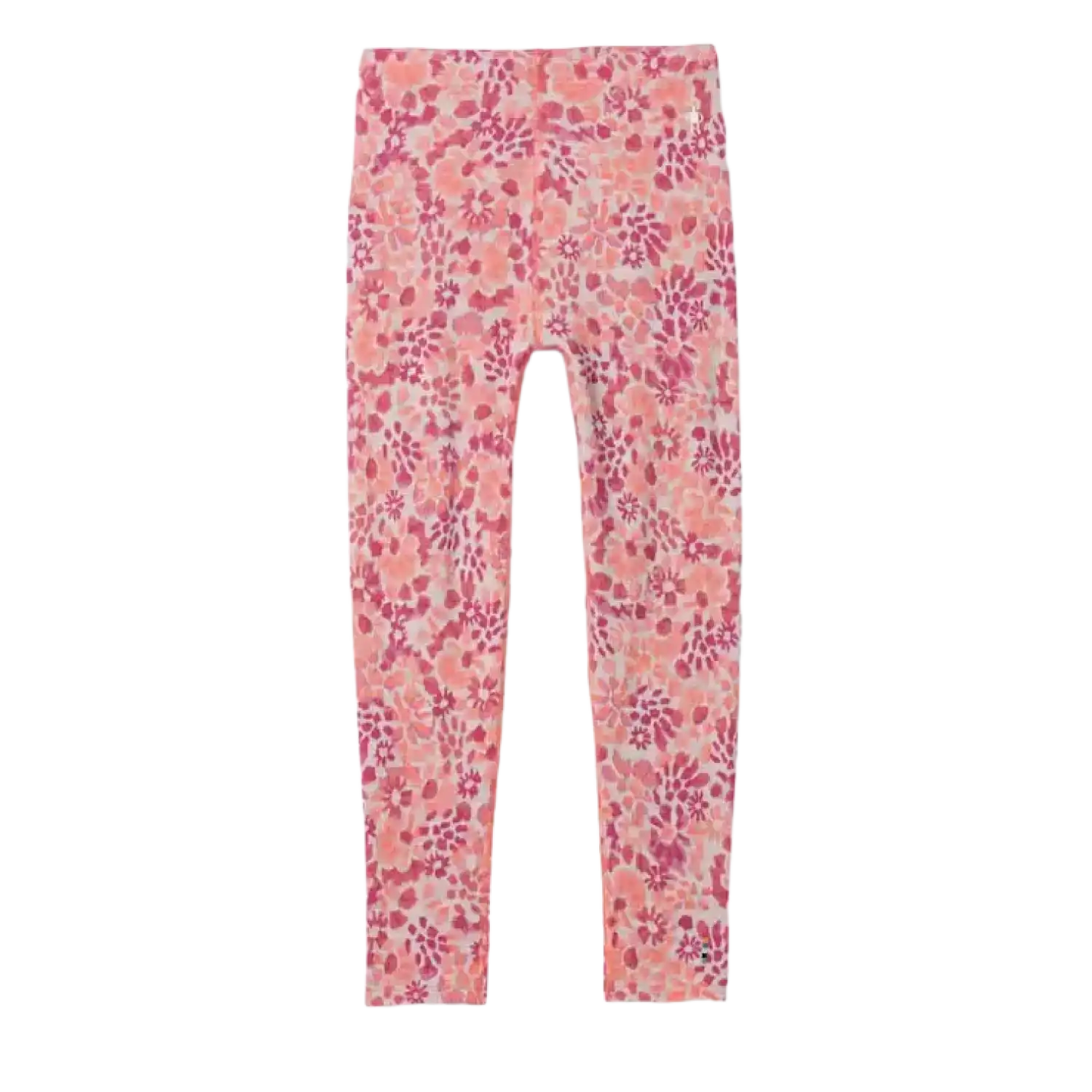 Smartwool Kid's Classic Thermal Merino Base Layer Bottom in Festive Fuchsia Floral, front view flat