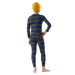 Smartwool Kid's Classic Thermal Merino Base Layer Crew in Deep Navy Geo Peaks, back view on model 