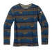 Smartwool Kid's Classic Thermal Merino Base Layer Crew in Deep Navy Geo Peaks, front view flat