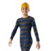 Smartwool Kid's Classic Thermal Merino Base Layer Crew in Deep Navy Geo Peaks, front view on model 