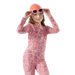 Smartwool Kid's Classic Thermal Merino Base Layer Crew in Festive Fuchsia Floral, front view on model 