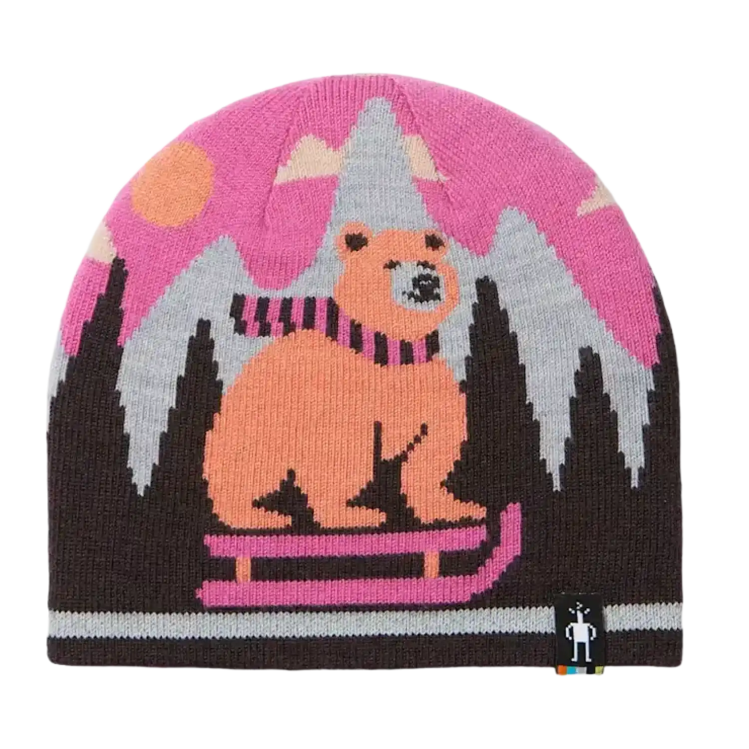 Smartwool Kid's Reversible Art Beanie in Terracotta, front view flat